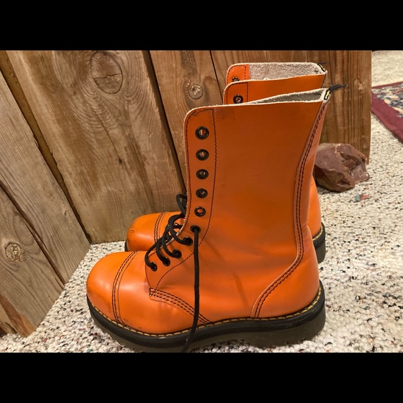 Rare Vintage Orange Steel Toe Doc Martens - Picture 6 of 8